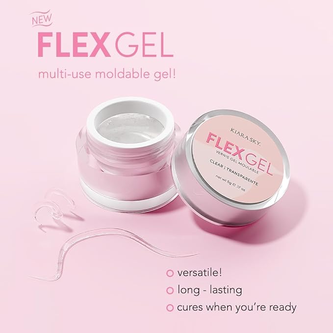 Kiara Sky Flex Gel - Clear Nail Art Gel for Molding, Sculpting and Glam Nail Decorations - 5g