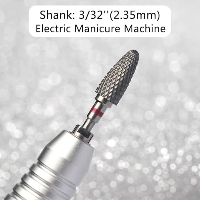 3pcs Tungsten Carbide Nail Drill Bits,3/32" Cuticle Electric Nail File and Acrylic Gel Removal Nail Drills Kit,Professional Drill Bits Nail Art Tools for DIY Manicure Pedicure Home Salon Use