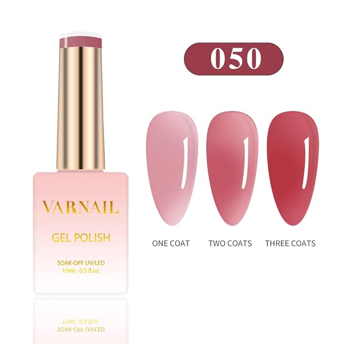 VARNAIL Jelly Gel Nail Polish Kit 6 Colors, Translucent Amber Sheer Series Gel Polish, Soak off U V Light Gel Nail Polish 15 ml/Bottle, Nail Art Manicure DIY Home Salon for Women Girls (Tea Time)