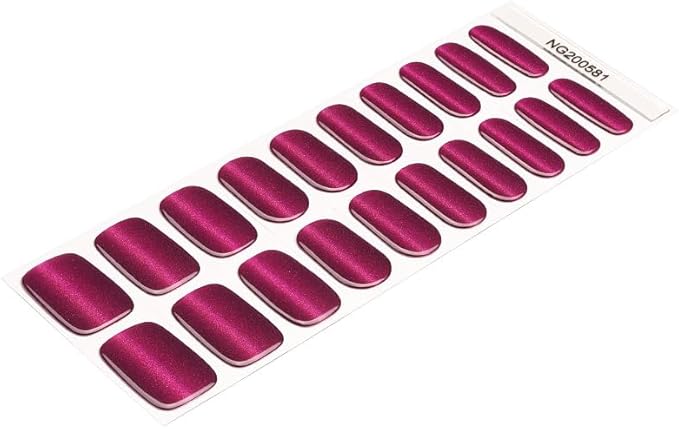 Semi Cured Gel Nail Strips 20 Pcs Purple-Red Cat Eye Gel Nail Wraps, Stickers, UV Light Required Nail Art Design Decoration Accessories