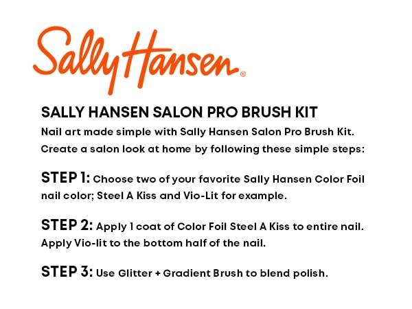 Sally Hansen Nail Salon Pro Brush Kit | Nail Art Brush Set with Precision Detailing Tools | Create Lines, Stripes & Designs | Easy-to-Use Nail Art Brushes