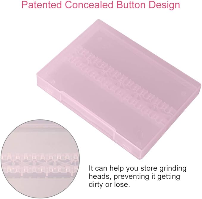 TOPINCN Modern Pink 14 Hole Nail Drill Bit Storage Box for Nail Art Salon and Home Use