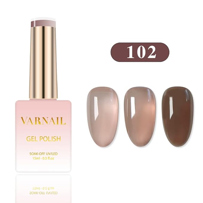 VARNAILDried Rose Jelly Gel Nail Polish Kit 6 Colors 15 ml, Translucent Rose Sheer Gel Polish, Salon Quality Soak off UV Light Gel Nail Polish Set
