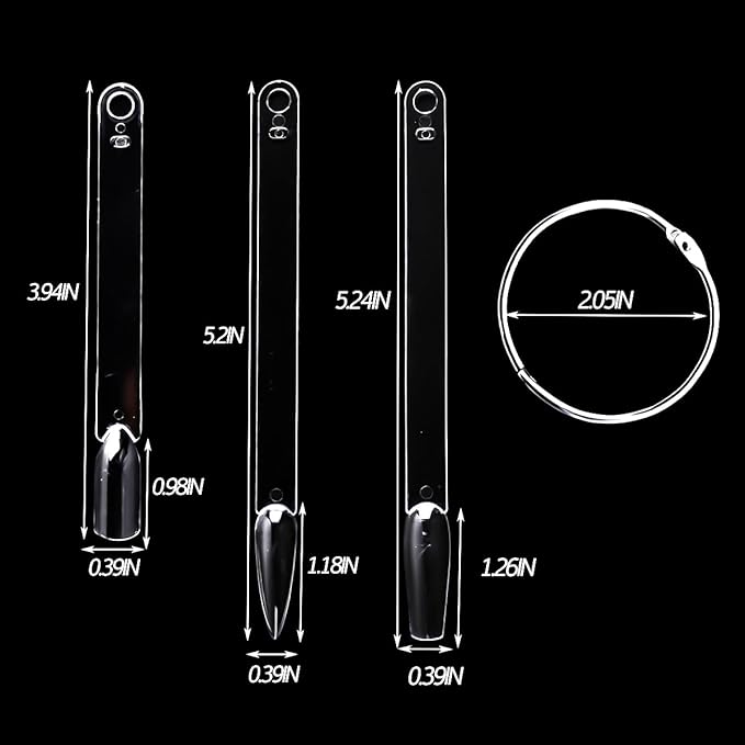 150pcs Nail Swatch Sticks with Ring, Clear Fan-shaped Nails Color Swatches with Palette Spatula Tool for Nail Polish Display Practice Nails Techs Must Haves Nail Supplies