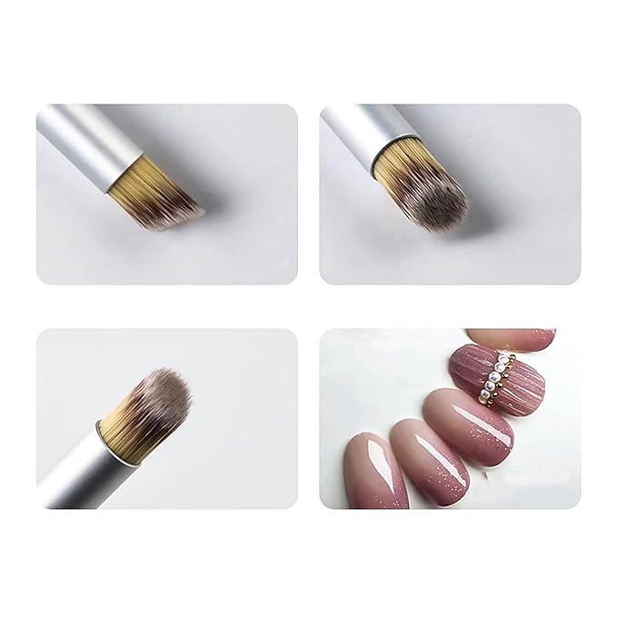 DANNEASY 6Pcs Acrylic Nail Brush Nail Art Brush Oblique Head French Tips Nail Ombre Brush Nail Painting Kit Nail Design Brushes Nail Art Tools