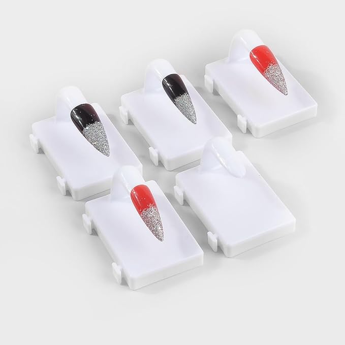 10Pcs Plastic Fake Nail Tip Practice Display Holder Nail Art Training Stand Rack Nails Display Practice Art Painting Fake Nail Holder with Base for False Nail Designs Home DIY Beginner Salon Supplies,