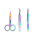WOKOTO Nail Tweezers And Scissors Kit Straight Curved Rainbow Stainless Steel Precision Tweezers Set For Nail Art Sticker Rhinestone Eyelash Extensions Picker Tools