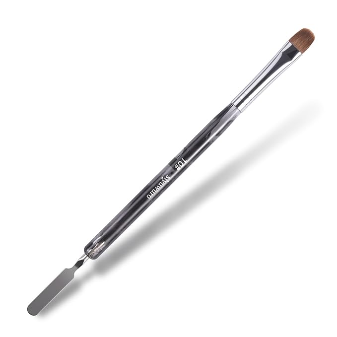 Kolinsky Sable Nail Brush French Nail Brush 2 Way Professional Gel Acrylic Nail Art Brush with Stirring Rod for French Manicure Cuticle Clean Up Nail Art Design Brush (10#)