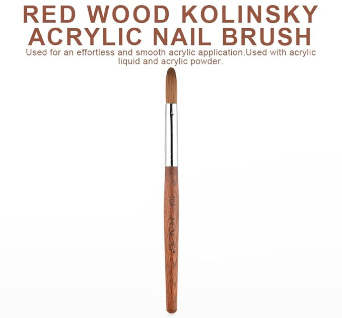 KADS Nail Acrylic Brush Kolinsky Nail Extension Brush Oval Crimped Shaped Sturdy Wooden Handle Acrylic Powder Nail Art Brush Professional Manicure Pedicure (16#)