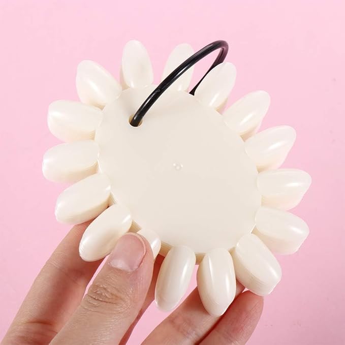 White False Nail Art Tips Display Wheel, Acrylic 160Pcs/Set DIY Nail Art Practice Display with Ring Practice Palette Nail Arts Polish Color Card,Tools,Practices Nail Tips