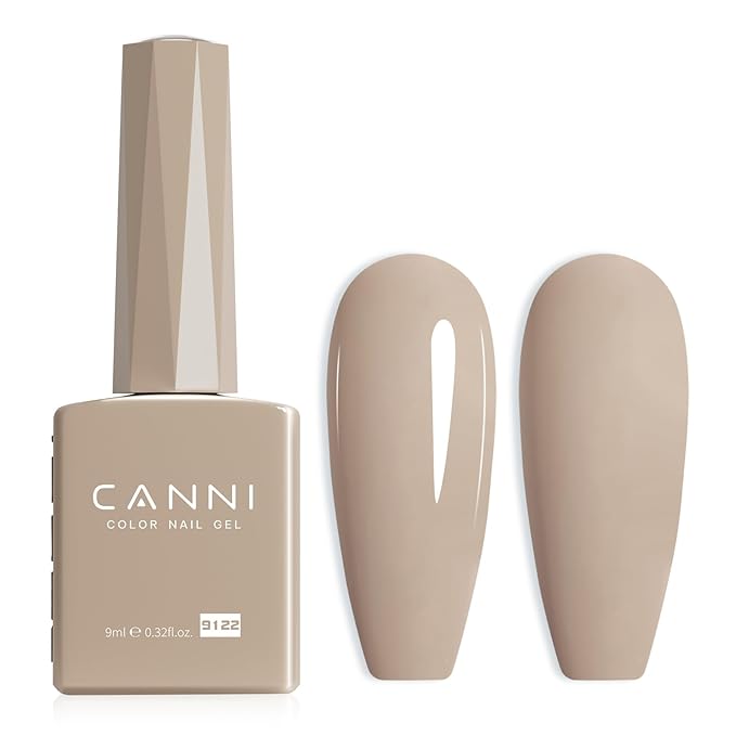 CANNI Nude Gel Nail Polish, 1Pcs Nude Gel Polish Light Brown Color Nail Polish High Gloss Soak Off U V Nail Manicure Salon DIY