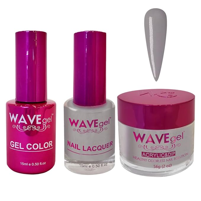 WAVEGEL Soak-Off Gel, Nail Lacquer & Acrylic/Dip Powder Matching Set - Princess Collection - #35 Iron Anchor
