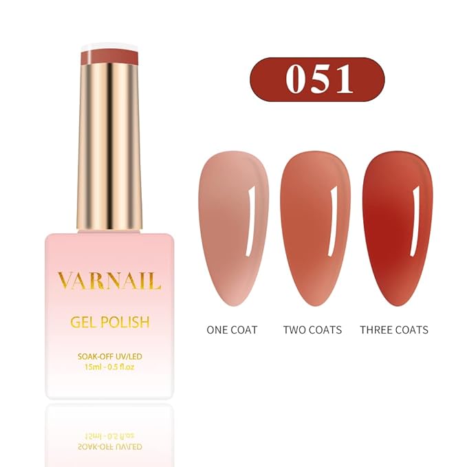 VARNAIL Jelly Gel Nail Polish Kit 6 Colors, Translucent Amber Sheer Series Gel Polish, Soak off U V Light Gel Nail Polish 15 ml/Bottle, Nail Art Manicure DIY Home Salon for Women Girls (Tea Time)