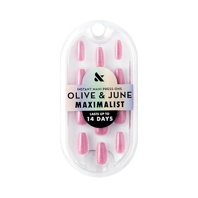 Olive & June Maximalist Instant Mani Press-On Nails (Glue) | 42 Fake Nails, 21 Sizes | Non-Toxic, Long-Lasting Big, Bold Gorgeous Realistic Look | Salon-Quality at Home | Medium, Coffin | Rose Velvet