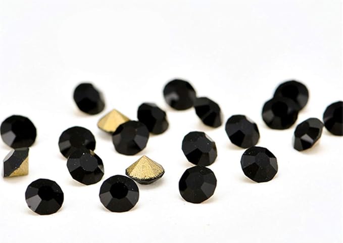 1440pcs Rhinestones Round Point Back Crystal Gem Glass Diamante Rhinestones Nail Art Decoration Jewelry Finding Beads Craft Gems (Black, 3mm)
