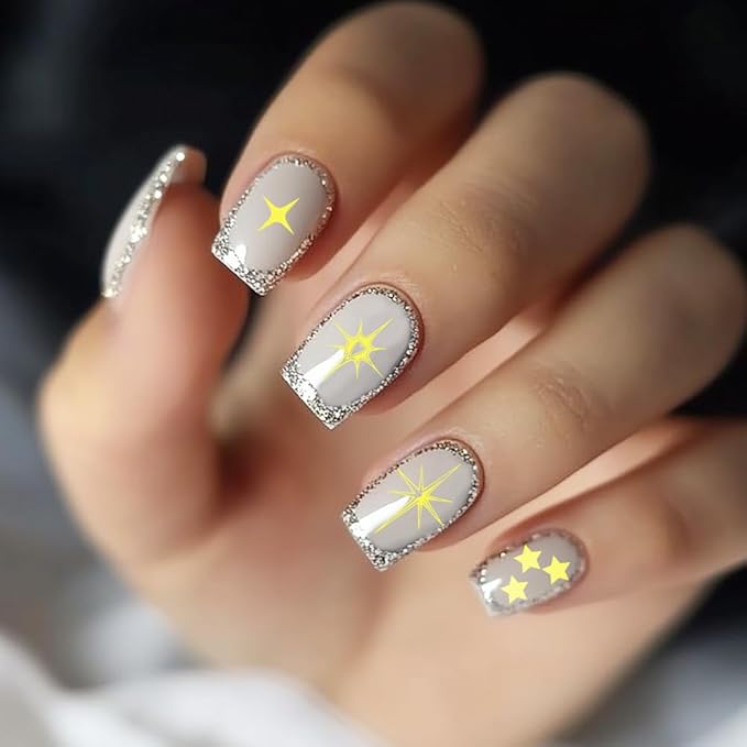 PH PandaHall 3pcs Star Moon Nail Stamping Plates Falling Stars Nail Art Plates Pentagram Patterns Manicure Art Templates Night Sky Nails Stamper Plate for Women DIY Manicures Salon Printing Design