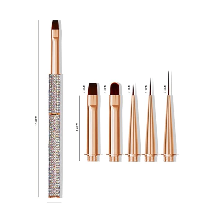 Nail Art Brushes, Rhinstones Nail Art Liner Brush with 4Pcs Brush Heads