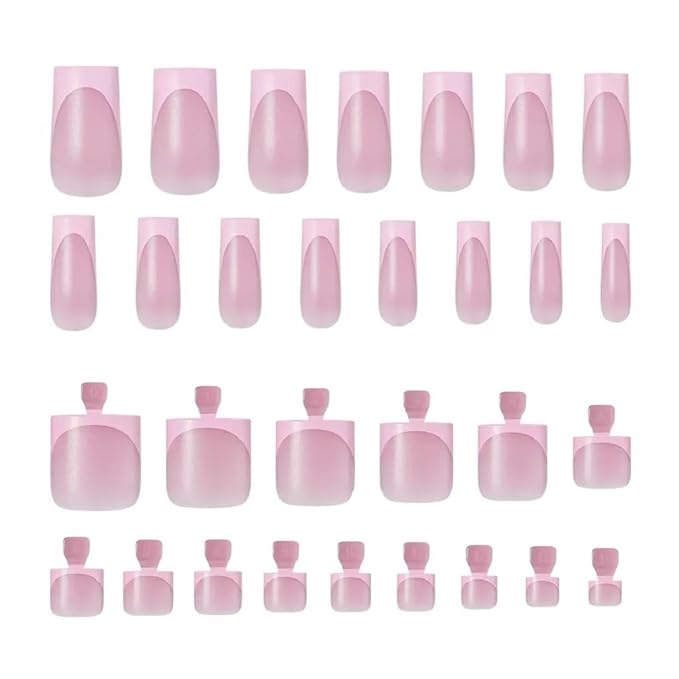 60 Pcs Pink French Tip Press on Nails Square & Press on Toenails Set, Medium Fake Nails Short Square Press on Toe Nails Summer False Nails Full Cover Stick on Toenails for Women