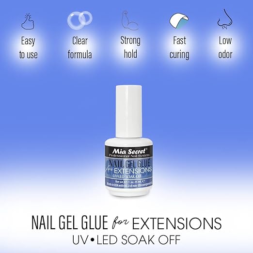 MIA SECRET 0.5Floz NAIL GEL GLUE FOR EXTENSIONS UV-LED SOAK OFF
