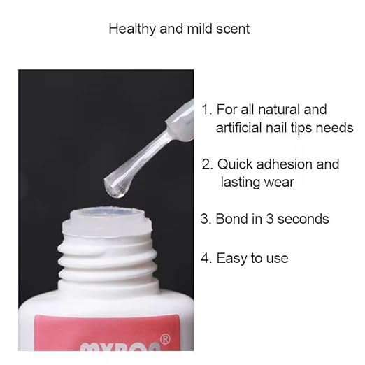 Super Strong Nail Glue for Press On Nails, Nail Tips & Acrylics – Long-Lasting Brush-On Nail Adhesive for Professional & DIY Use – No Mess, Fast Drying, Precision Application (Nail Glue, 4, Count)