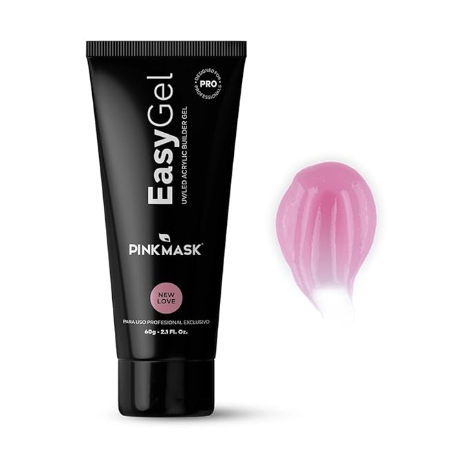 PINK MASK Easy Gel 2oz 60g-New Love, Professional Builder Enhancement Gel-Quick Nail Extension for Beginner DIY, Nail Strengthener-Long Lasting-Salon Quality-Thickening Solution