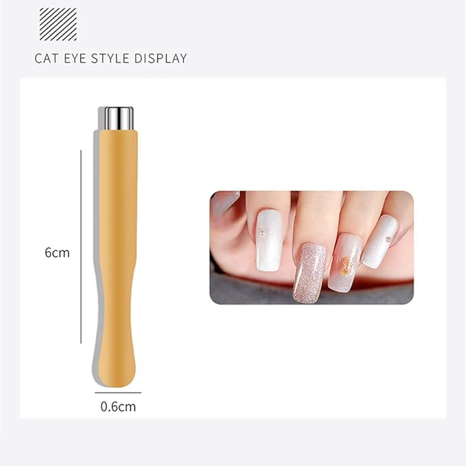 WOKOTO 6Pcs Dual-Ended Nail Magnet Pen For Gel Nail Polish 3D Cat Eye Painting Flower Nail Art Magnetic Stick Manicure DIY Tools