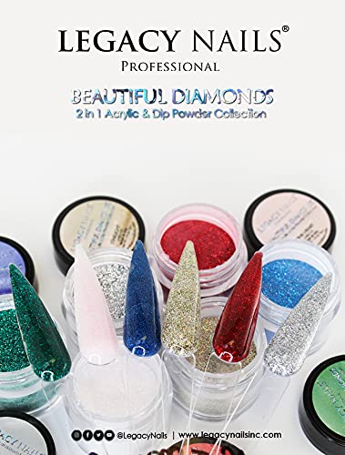 Legacy Nails Professional COLLECTION Acrylic Powder Kit 6 Colors Nail Art Set for Manicure DIY for Dip & Acrylic Nail Extensions (DIAMONDS COLLECTION)