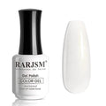 RARJSM Milky White Gel Nail Polish with Glitter Gold Shimmer Pigment Jelly Cream White Nude Gel Polish Neutral Color 15ml Sparkle Natural Color Soak off UV LED Cured for Home Salon DIY Nail Art