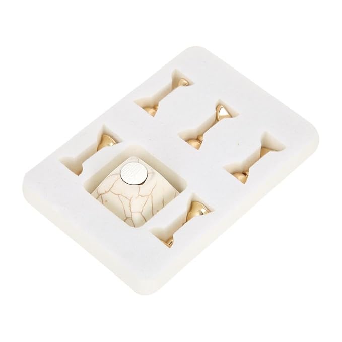 Magnetic Nail Tip with Nail Art Practice Stand Base - Alloy Magnets Holder/ Marble Base for Nail Art Display 5+1Pcs (Beige)