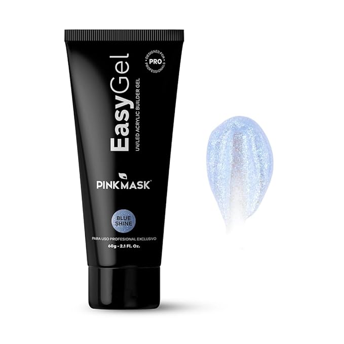 PINK MASK Easy Gel 2oz 60g- Blue Shine, Professional Builder Enhancement Gel-Quick Nail Extension for Beginner DIY, Nail Strengthener-Long Lasting-Salon Quality-Thickening Solution