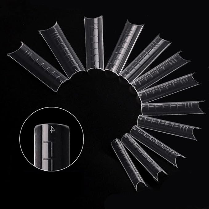 120PCS Nail Form C Curve U Shape Nail Gel Nail tips Acrylic Nail Forms Clear Fake Nails12 Sizes with Scale