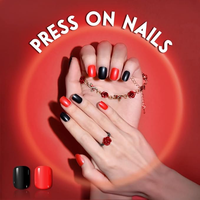 TsMADDTs Press on Nails, 720 pcs Short Round Fake Nails with Glue, Files, Tweezer for Women DIY at Home