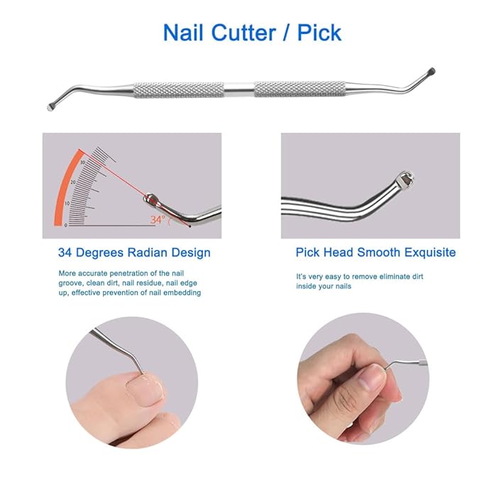 Professional Cuticle Nippers Set, Stainless Steel Manicure Kit - Cuticle Nipper, Cuticle Pusher & Cutter, Triangle Nail Polish Remove Tool & Cuticle Trimmer, Nail File, Nail Lifter, Home & Salon