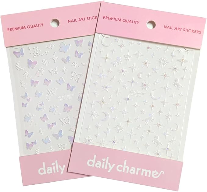 Daily Charme Butterfly Self-Adhesive Nail Art Sticker Decals Bundle Spring Ethereal and Celestial Butterfly Nail Art Designs for Women DIY Manicure