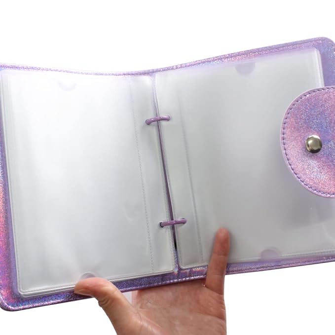 VNC 20 Slots Nail Art Stamp Plate Holder Stamping Plates Storage Bag Cases Rainbow Replaceable XL Plates Big Size 9.5x14.5CM Organizers (A-Purple)