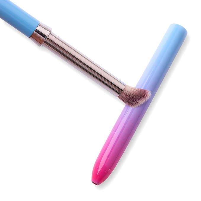 SILPECWEE 1Pc UV Gel Nail Ombre Brush Kolinsky Alloy Handle Nylon Hair Nail Art Gradient Painting Drawing Pen Manicure Brush Tools