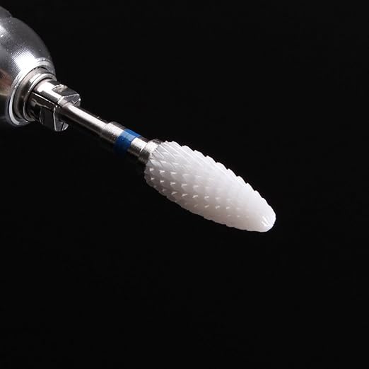 MZCMSL Medium Grit Ceramic Drill Bit,White Ceramic Cone File Bit, 3/32 Flame Style Gel Nail Polish Removing Nail Art Tool