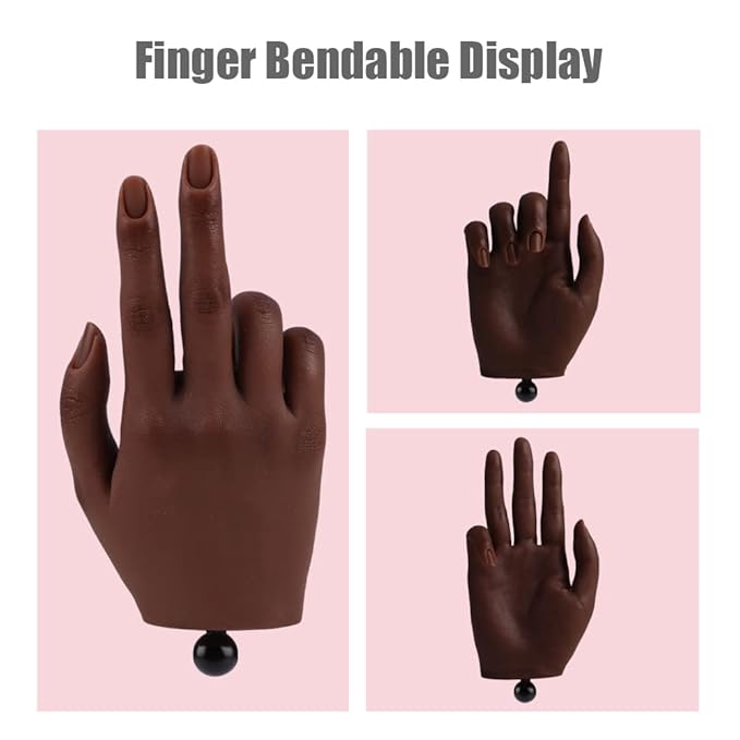 Practice Hand for Acrylic Nails with Stand Bracket, Silicone Fake Hands to Practice Fake Nails Mannequin Hand for Nails Practice and Nail Art Single Right Hand Color 6#