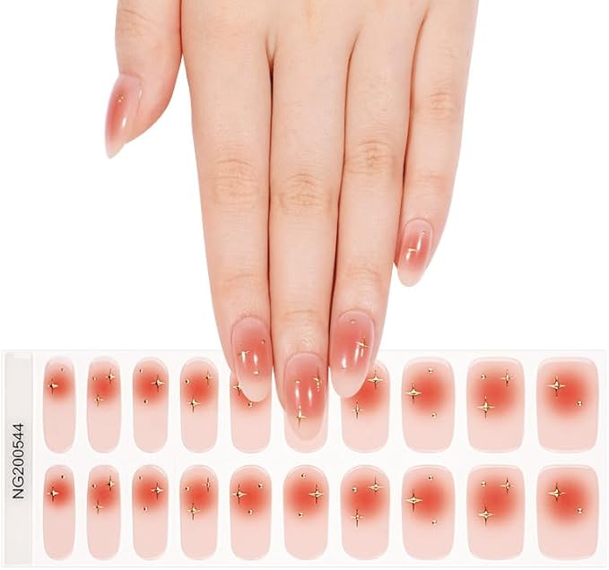 20pcs Semi Cured Gel Nail Strips Salon Quality DIY Wraps UV Light Required