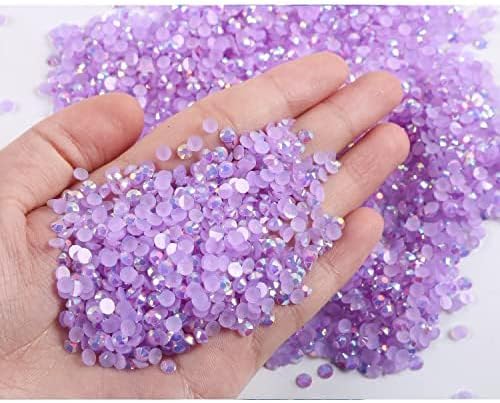 2mm 3mm 4mm 5mm 6mm 5 Packs Chalk White Resin Rhinestone,Flat Back Jelly AB Resin Rhinestones Loose Bling Glitter Diamond Stone for Nails, Tumblers, Mugs, Bottles, Craft Decoration