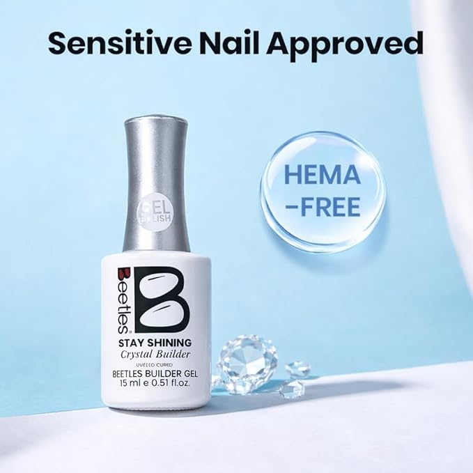 Beetles HEMA-Free Builder Nail Gel-Stay Shining Clear Building Apex Strengthening Weak Nails & Extension for Beginner DIY Salon at Home,Long Lasting UV LED Lamp Needed Nail Art Design Gifts for Women