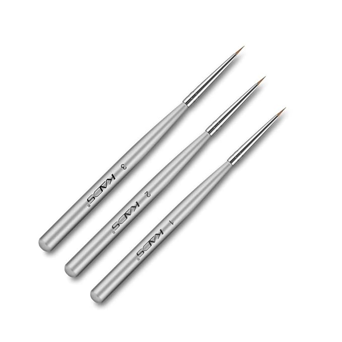 KADS 3 pcs Nail Art Brushes Set Liner Striping Brush for Strokes Details Painting, Blending, Elongated Lines