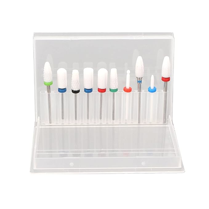 Nail Drill Bits, Ceramic Manicure Pedicure Bits, Manicure Dustproof Nail Grinding Head Set for Manicure Pedicure, Home Salon