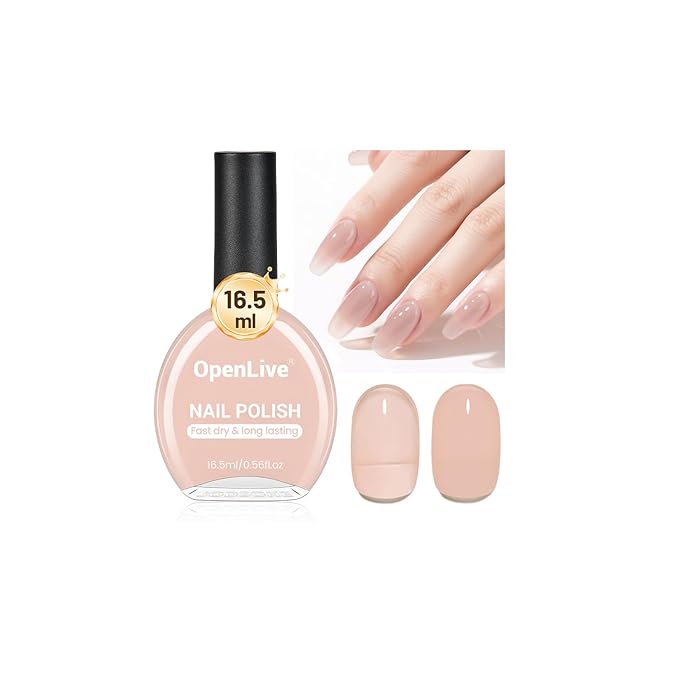 16.5ml Jelly Nude Nail Polish Large Volume Quick Dry Nail Polish, Long Lasting Shine, Fingernail Toenail Nail Art DIY Home Travel Nail Art Gift
