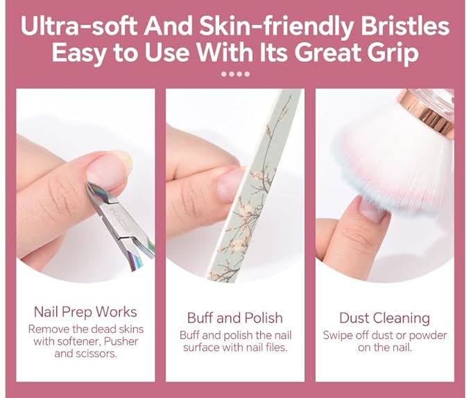 Nail Dust Brush Nail Art Dust Cleaner for Acrylic Nails Dust Brush for Nails Nail Art Manicure Dust Cleaner Brush for Nail clipping Cleaning Makeup Brush Tools (8)