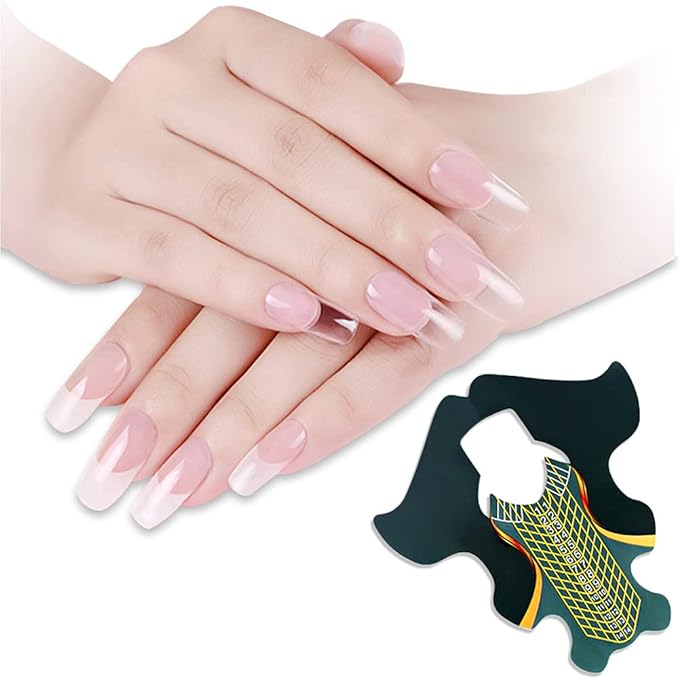 Tvoip 100Pcs/Pack Nail Form Stickers Extension Tips Guide Extension French DIY Tool Fish Acrylic UV Gel Nail Art Tools Builder Sticker Sculpting (Green)