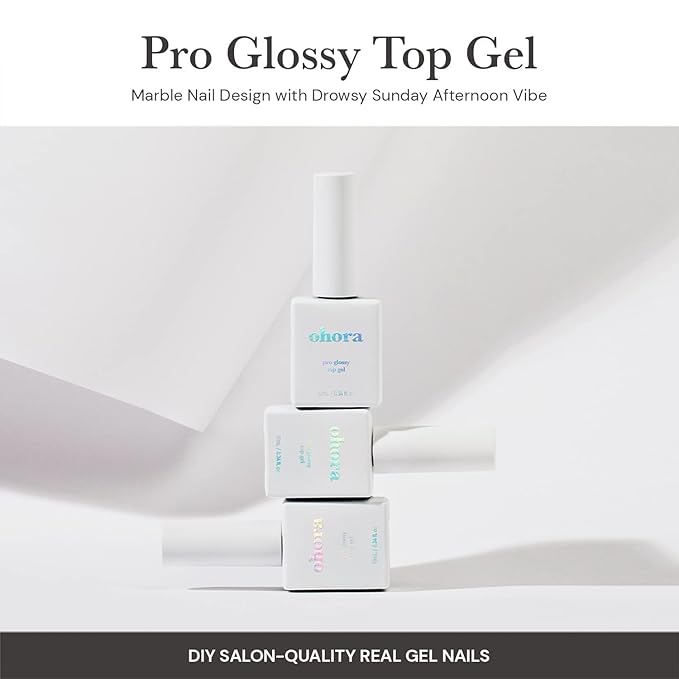 ohora Gel Nail Care (Pro Glossy Top Gel) - Corrects Nail Texture, Easy to Use & Easy to Remove for Semi Cured Nail Strip Application - Professional Salon-Quality for Healthy, Strong Nails