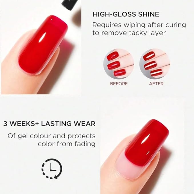 Xeijayi-15ml No-Wipe Gel Top Coat – High Gloss, Scratch & Chip Resistant – Soak-Off UV/LED, Self-Leveling, Quick Cure, Long-Lasting Mirror Shine – Professional & DIY