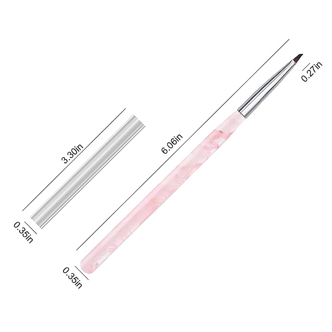 WOKOTO 1 Pcs Triangular Pyramid Nail Brush For Acrylic Nails, Pink White Gradient Acrylic Brushes For Nails Art Triangle Brushes Painting Nails Polish Brushes Detail Liner Nail Painting Brushes Tools