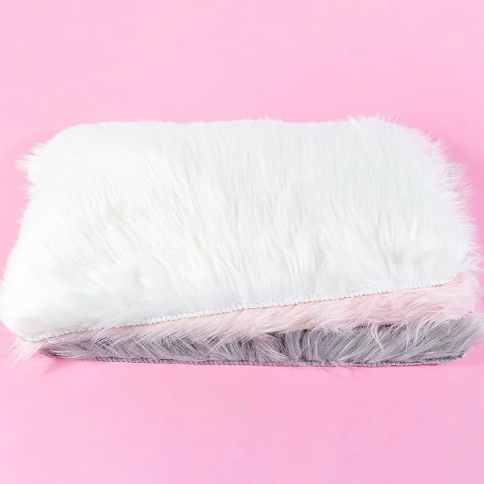 1Pc Faux Fur Nail Mat Nail Art Hand Rest Mat Pad Rectangle Nail Enhancement Cushion Table Props Backgrounds Mat for Nail Art Display and Jewelry Shooting, White